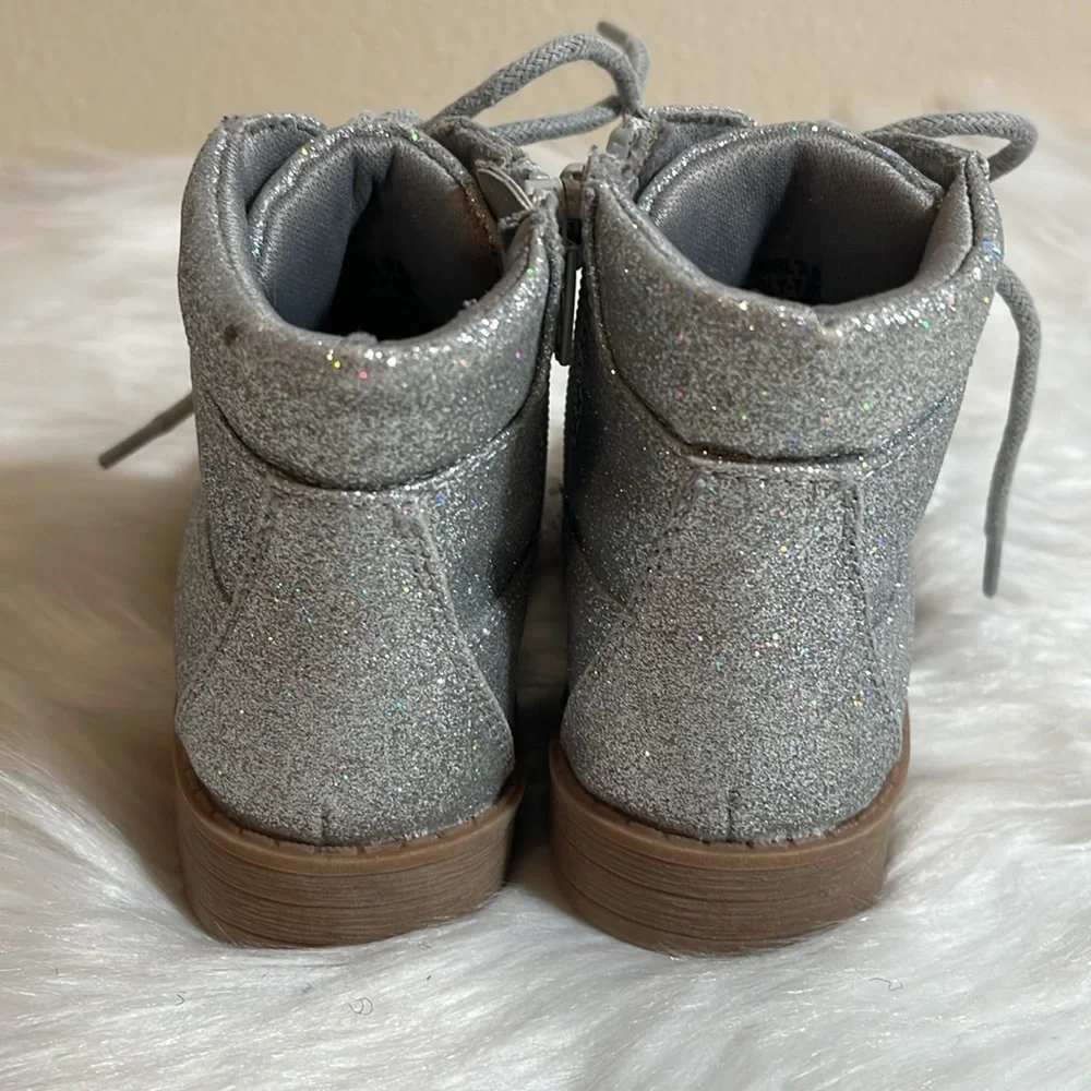 Mia Silver Glitter Lace Toddler Boots